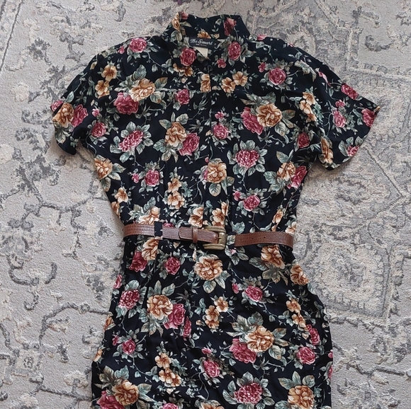 Be Smart Dresses & Skirts - Vintage Floral Midi Dress with Belt
